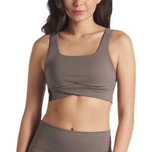 UNRL Women Tan Square Neck Crossover Activewear Gym Yoga Sports Bra Workout Sz M